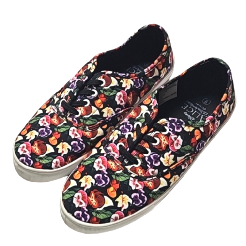 Disney Alice in Wondeland floral sneakers women's size 9
